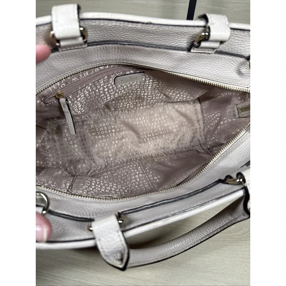 Kate Spade North Court Anton Satchel Cream Tote Purse Crossbody Strap Gold‎